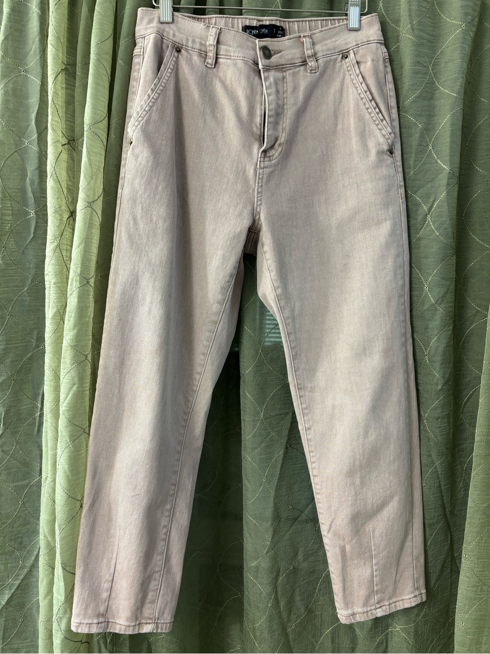 Ronen Chen Straight Jeans in Light Beige